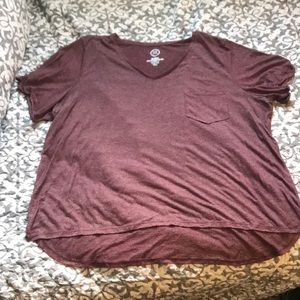 Burgundy V-Neck T-Shirt